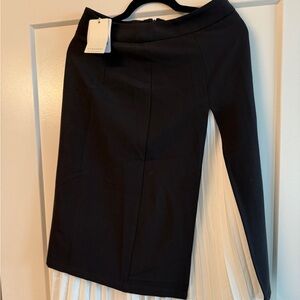 Commense Black and White Asymmetrical Midi Skirt